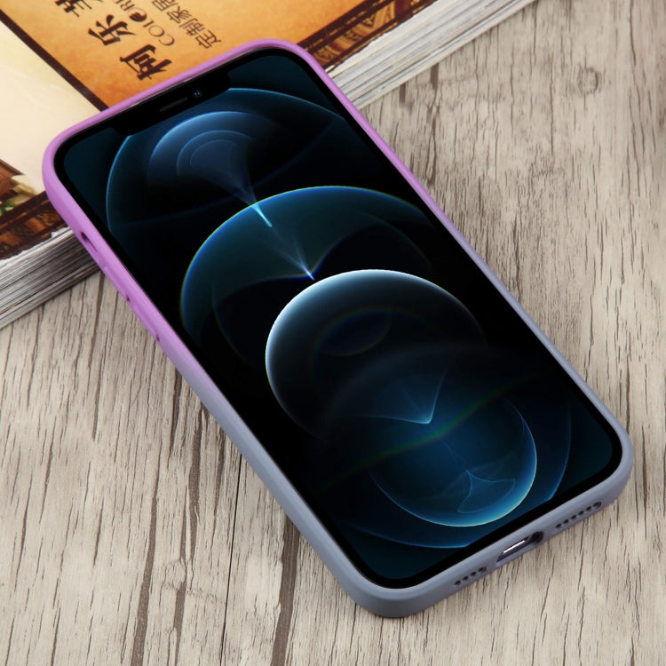 For iPhone 12 Pro Max Liquid TPU Silicone Gradient MagSafe Phone Case(Purple) by buy2fix