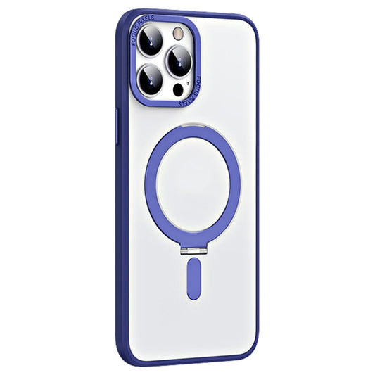 For iPhone 13 Pro Max Skin Feel MagSafe Shockproof Phone Case with Holder(Dark Blue) - iPhone 13 Pro Max Cases by buy2fix | Online Shopping UK | buy2fix