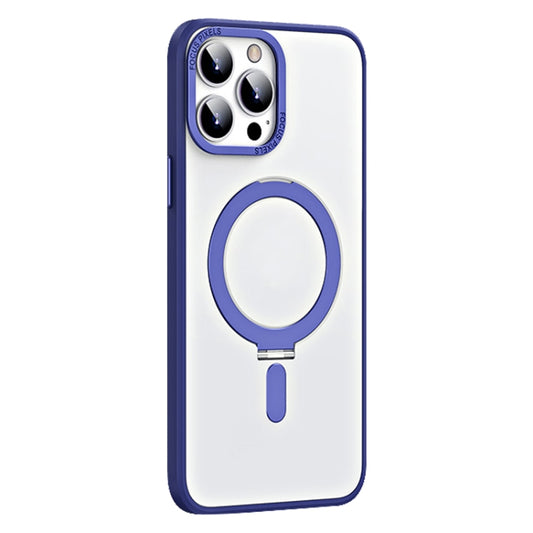 For iPhone 13 Pro Skin Feel MagSafe Shockproof Phone Case with Holder(Dark Blue) - iPhone 13 Pro Cases by buy2fix | Online Shopping UK | buy2fix