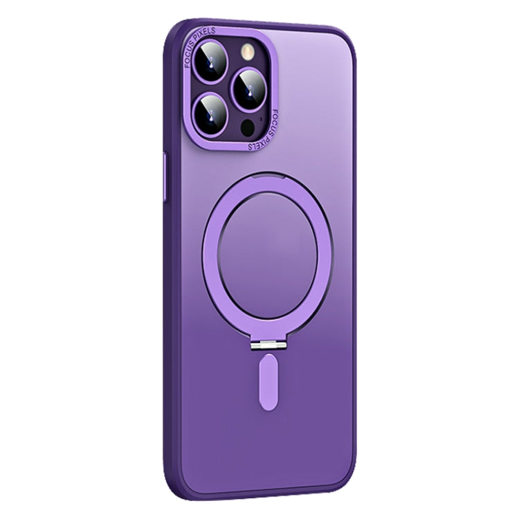 For iPhone 13 Pro Skin Feel MagSafe Shockproof Phone Case with Holder(Purple) - iPhone 13 Pro Cases by buy2fix | Online Shopping UK | buy2fix