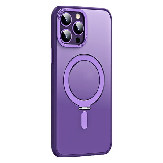 For iPhone 13 Pro Skin Feel MagSafe Shockproof Phone Case with Holder(Purple) - iPhone 13 Pro Cases by buy2fix | Online Shopping UK | buy2fix