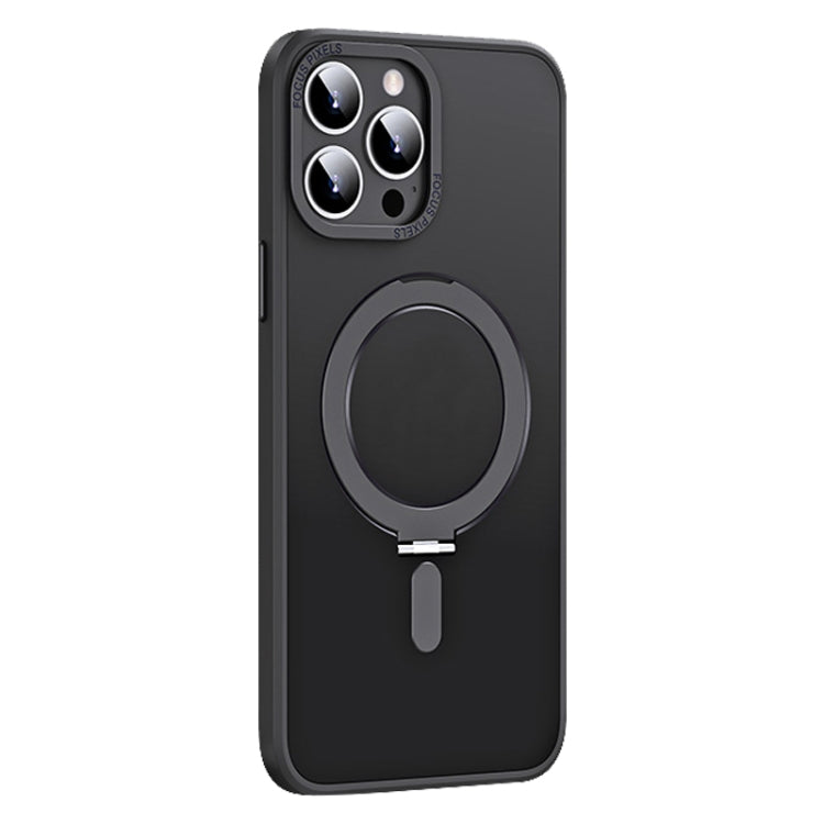 For iPhone 13 Pro Skin Feel MagSafe Shockproof Phone Case with Holder(Black) - iPhone 13 Pro Cases by buy2fix | Online Shopping UK | buy2fix