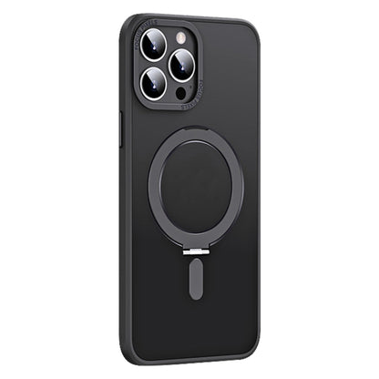 For iPhone 13 Pro Skin Feel MagSafe Shockproof Phone Case with Holder(Black) - iPhone 13 Pro Cases by buy2fix | Online Shopping UK | buy2fix