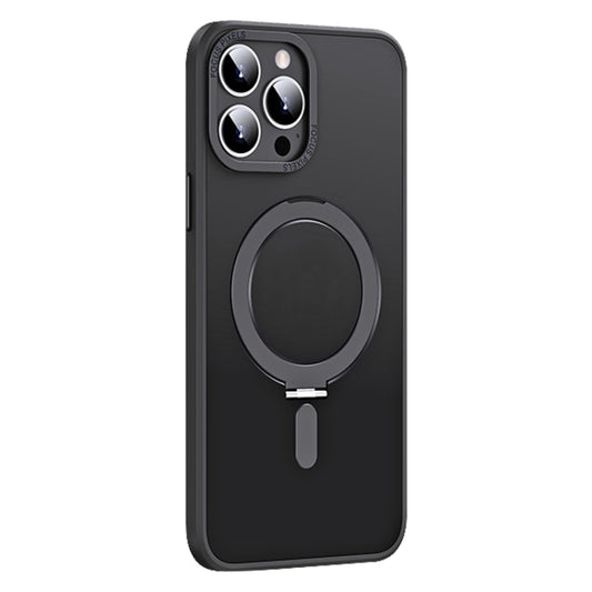 For iPhone 13 Pro Skin Feel MagSafe Shockproof Phone Case with Holder(Black) - iPhone 13 Pro Cases by buy2fix | Online Shopping UK | buy2fix