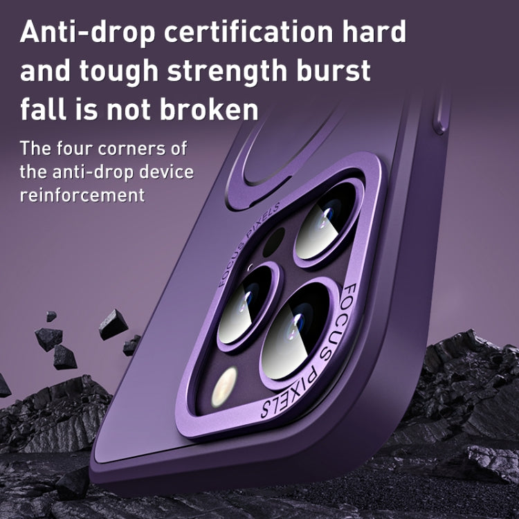 For iPhone 13 Pro Skin Feel MagSafe Shockproof Phone Case with Holder(Purple) - iPhone 13 Pro Cases by buy2fix | Online Shopping UK | buy2fix