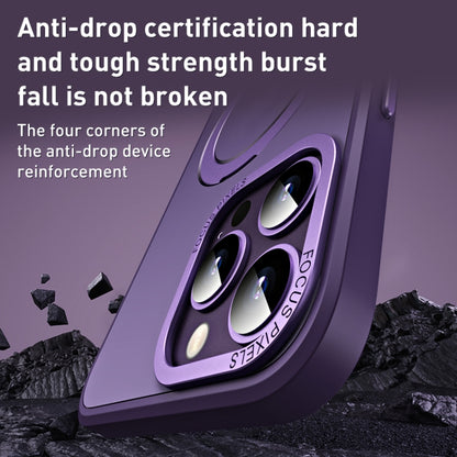For iPhone 13 Pro Skin Feel MagSafe Shockproof Phone Case with Holder(Purple) - iPhone 13 Pro Cases by buy2fix | Online Shopping UK | buy2fix