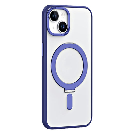 For iPhone 13 Skin Feel MagSafe Shockproof Phone Case with Holder(Dark Blue) - iPhone 13 Cases by buy2fix | Online Shopping UK | buy2fix