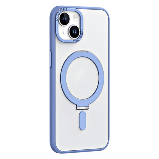 For iPhone 13 Skin Feel MagSafe Shockproof Phone Case with Holder(Light Blue) - iPhone 13 Cases by buy2fix | Online Shopping UK | buy2fix