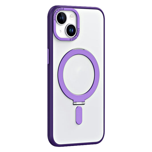 For iPhone 13 Skin Feel MagSafe Shockproof Phone Case with Holder(Purple) - iPhone 13 Cases by buy2fix | Online Shopping UK | buy2fix
