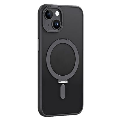 For iPhone 13 Skin Feel MagSafe Shockproof Phone Case with Holder(Black) - iPhone 13 Cases by buy2fix | Online Shopping UK | buy2fix