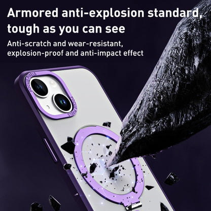 For iPhone 13 Skin Feel MagSafe Shockproof Phone Case with Holder(Dark Green) - iPhone 13 Cases by buy2fix | Online Shopping UK | buy2fix