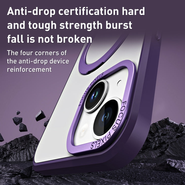 For iPhone 13 Skin Feel MagSafe Shockproof Phone Case with Holder(Purple) - iPhone 13 Cases by buy2fix | Online Shopping UK | buy2fix