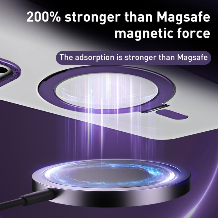 For iPhone 12 Pro Max Skin Feel MagSafe Shockproof Phone Case with Holder(Purple) - iPhone 12 Pro Max Cases by buy2fix | Online Shopping UK | buy2fix