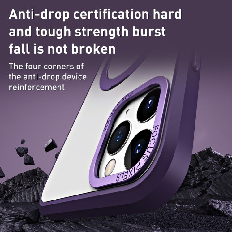 For iPhone 11 Pro Skin Feel MagSafe Shockproof Phone Case with Holder(Purple) - iPhone 11 Pro Cases by buy2fix | Online Shopping UK | buy2fix