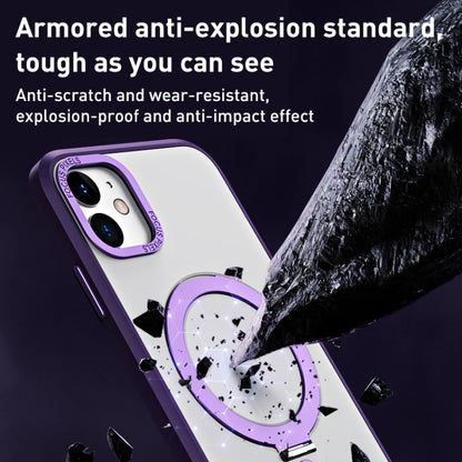 For iPhone 11 Skin Feel MagSafe Shockproof Phone Case with Holder(Dark Green) - iPhone 11 Cases by buy2fix | Online Shopping UK | buy2fix
