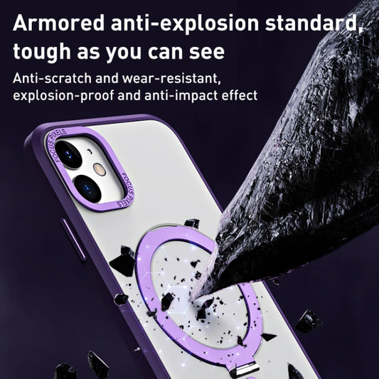 For iPhone 11 Skin Feel MagSafe Shockproof Phone Case with Holder(Dark Green) - iPhone 11 Cases by buy2fix | Online Shopping UK | buy2fix