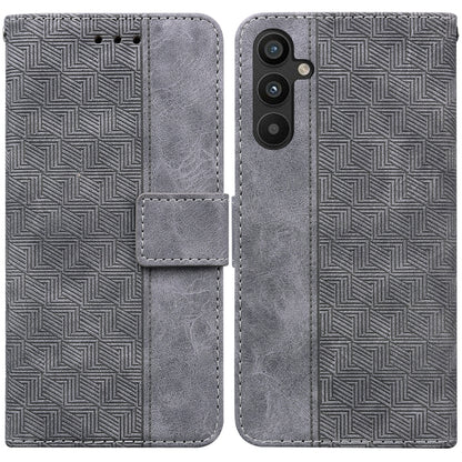 For Samsung Galaxy A34 5G Geometric Embossed Flip Leather Phone Case(Grey) by buy2fix