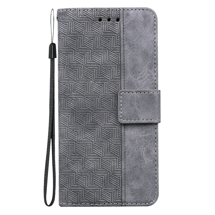 For Samsung Galaxy A34 5G Geometric Embossed Flip Leather Phone Case(Grey) by buy2fix