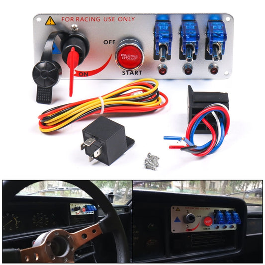 12V Racing Car LED Ignition Switch One Key Start Combination Panel - Car Switches by buy2fix | Online Shopping UK | buy2fix
