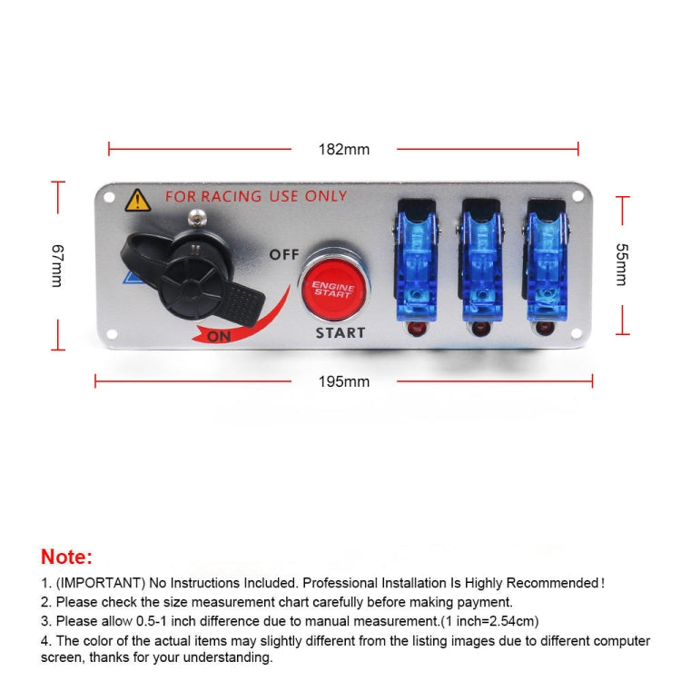 12V Racing Car LED Ignition Switch One Key Start Combination Panel - Car Switches by buy2fix | Online Shopping UK | buy2fix