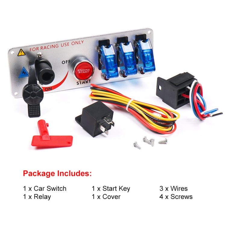12V Racing Car LED Ignition Switch One Key Start Combination Panel - Car Switches by buy2fix | Online Shopping UK | buy2fix