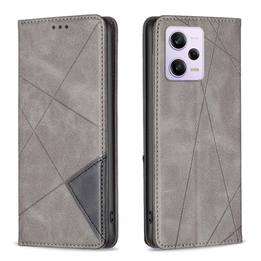For Xiaomi Redmi Note 12 Pro 5G Global Prismatic Invisible Magnetic Leather Phone Case(Grey) by buy2fix