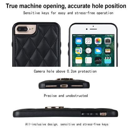 For iPhone 7 Plus / 8 Plus Rhombic PU Leather Phone Case with Ring Holder(Black) - More iPhone Cases by buy2fix | Online Shopping UK | buy2fix
