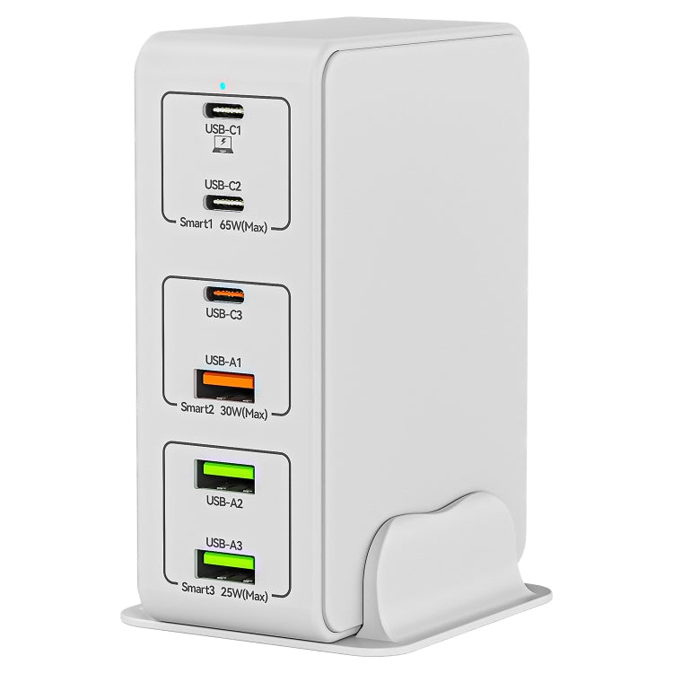 818H 120W Type-C + USB 6-Ports Desktop Fast Charger, Plug Type:UK Plug(White) by buy2fix