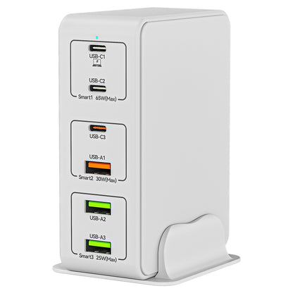 818H 120W Type-C + USB 6-Ports Desktop Fast Charger, Plug Type:UK Plug(White) by buy2fix