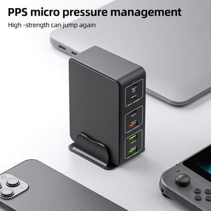 818H 120W Type-C + USB 6-Ports Desktop Fast Charger, Plug Type:EU Plug(Black) by buy2fix