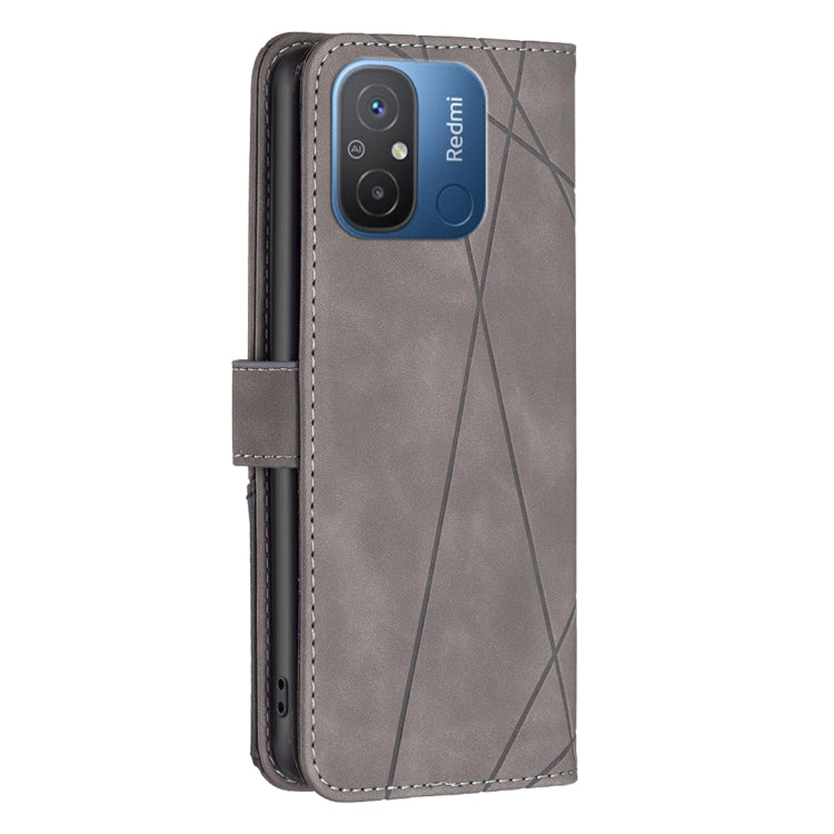 For Xiaomi Redmi 12C Magnetic Buckle Rhombus Texture Leather Phone Case(Grey) by buy2fix