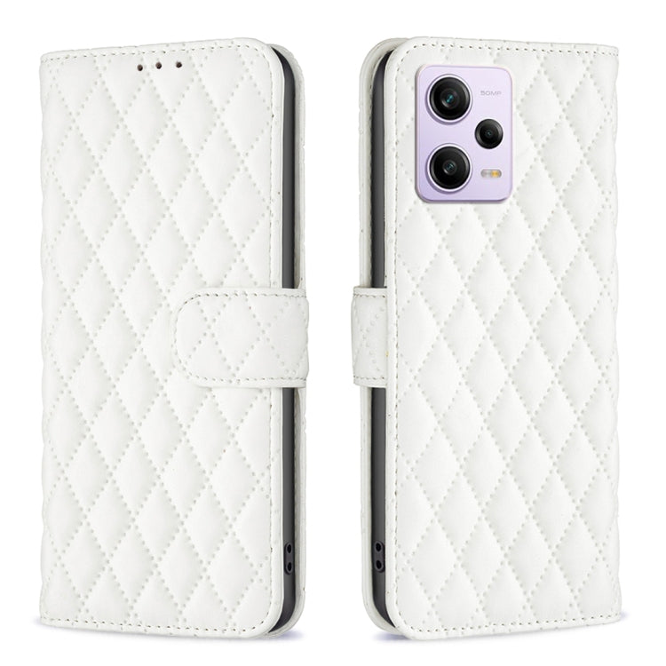 For Xiaomi Redmi Note 12 Pro+ Global Diamond Lattice Wallet Leather Flip Phone Case(White) by buy2fix