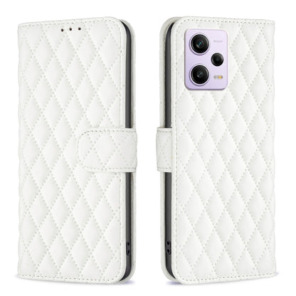 For Xiaomi Redmi Note 12 Pro+ Global Diamond Lattice Wallet Leather Flip Phone Case(White) by buy2fix