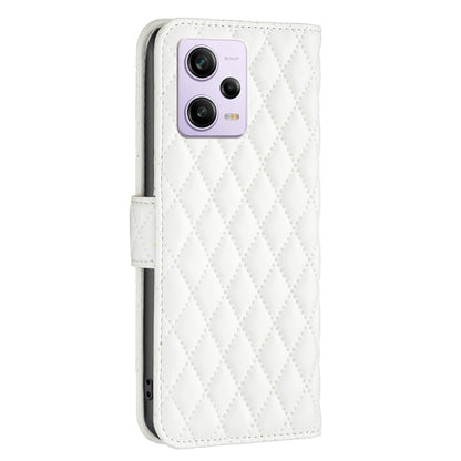 For Xiaomi Redmi Note 12 Pro+ Global Diamond Lattice Wallet Leather Flip Phone Case(White) by buy2fix