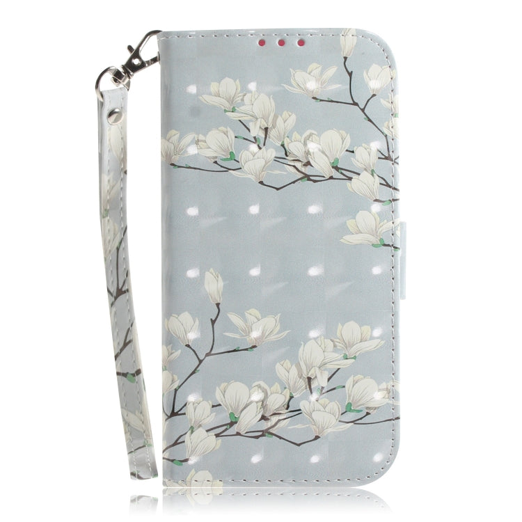 For OPPO A58 3D Colored Pattern Flip Leather Phone Case(Magnolia) by buy2fix