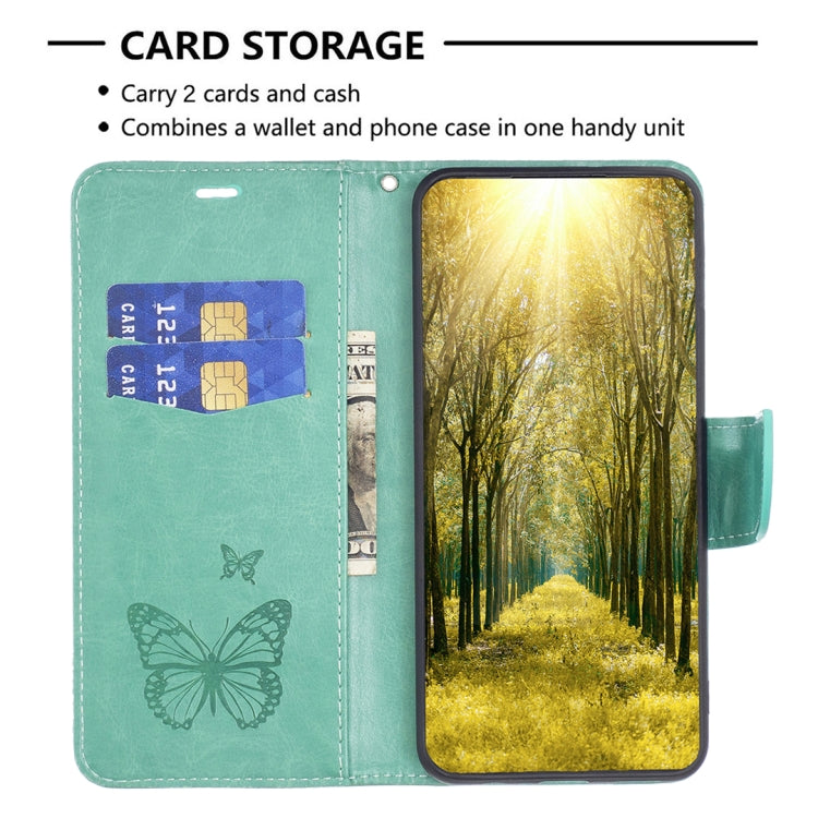 For Xiaomi Redmi Note 12 Pro 5G Global Embossing Two Butterflies Pattern Leather Phone Case(Green) by buy2fix