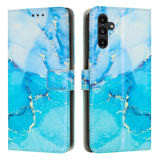 For Samsung Galaxy A54 Painted Marble Pattern Leather Phone Case(Blue Green) by buy2fix