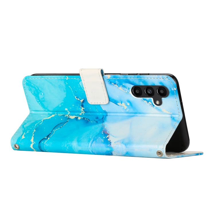 For Samsung Galaxy A54 Painted Marble Pattern Leather Phone Case(Blue Green) by buy2fix