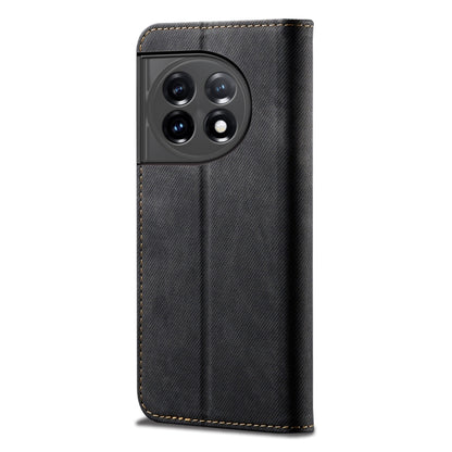 For OnePlus 11R Denim Texture Flip Leather Phone Case(Black) - OnePlus Cases by buy2fix | Online Shopping UK | buy2fix