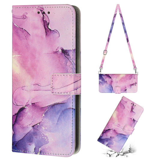 For Xiaomi Redmi Note 12 Global / Poco X5 5G Crossbody Painted Marble Pattern Leather Phone Case(Purple) by buy2fix