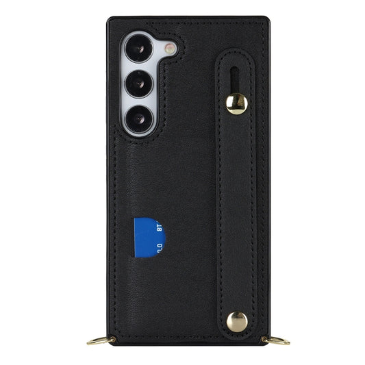 For Samsung Galaxy S23+ 5G Cross-body Wristband Holder Square Phone Case(Black) - Galaxy S23+ 5G Cases by buy2fix | Online Shopping UK | buy2fix