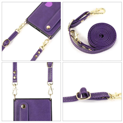 For Samsung Galaxy S23+ 5G Cross-body Wristband Holder Square Phone Case(Purple) - Galaxy S23+ 5G Cases by buy2fix | Online Shopping UK | buy2fix