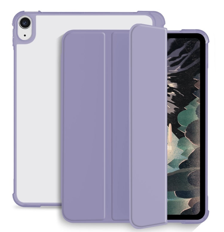 For iPad Air 2020 / 2022 10.9 3-fold Shockproof Smart Leather Tablet Case(Lavender Purple) - iPad Air (2022) / (2020) 10.9 Cases by buy2fix | Online Shopping UK | buy2fix