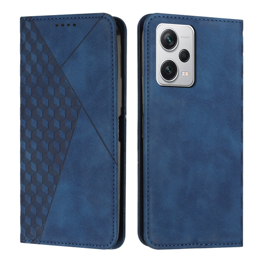 For Xiaomi Redmi Note 12 Pro+ Global / Note 12 Explorer Diamond Pattern Skin Feel Magnetic Leather Phone Case(Blue)