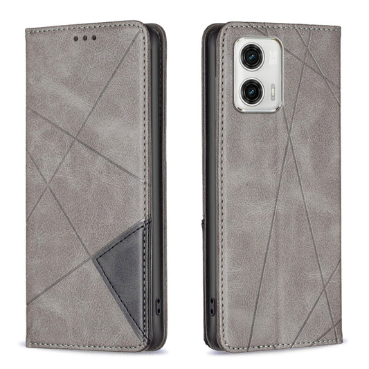 For Motorola Moto G73 5G Prismatic Invisible Magnetic Leather Phone Case(Grey) - Motorola Cases by buy2fix | Online Shopping UK | buy2fix