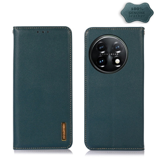 For OnePlus 11 5G KHAZNEH Nappa Top Layer Cowhide Leather Phone Case(Green) by buy2fix