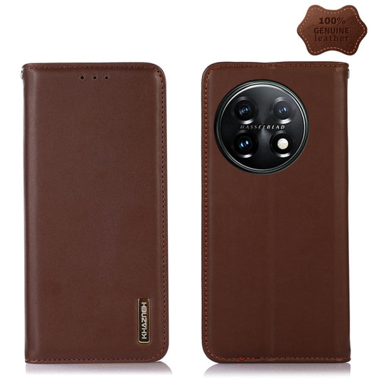 For OnePlus 11 5G KHAZNEH Nappa Top Layer Cowhide Leather Phone Case(Brown) by buy2fix