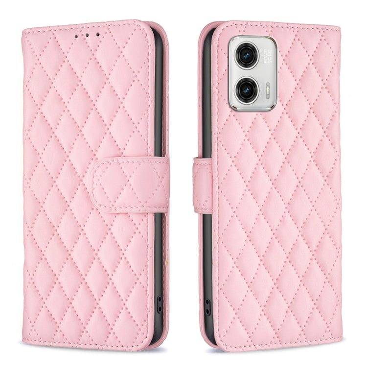 For Motorola Moto G73 5G Diamond Lattice Wallet Leather Flip Phone Case(Pink) by buy2fix