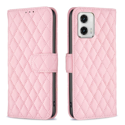 For Motorola Moto G73 5G Diamond Lattice Wallet Leather Flip Phone Case(Pink) by buy2fix