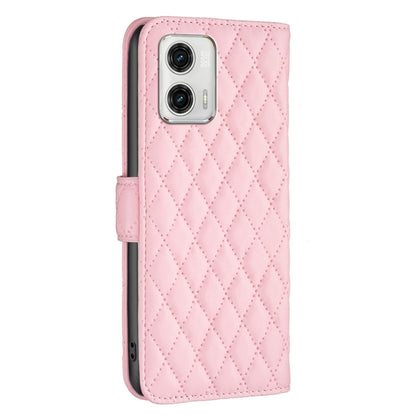 For Motorola Moto G73 5G Diamond Lattice Wallet Leather Flip Phone Case(Pink) by buy2fix